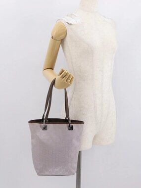 GUCCI GG Canvas Tote Bag Silver Purple